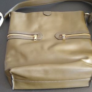 Lovely olive green ' a new day ' shoulder bag